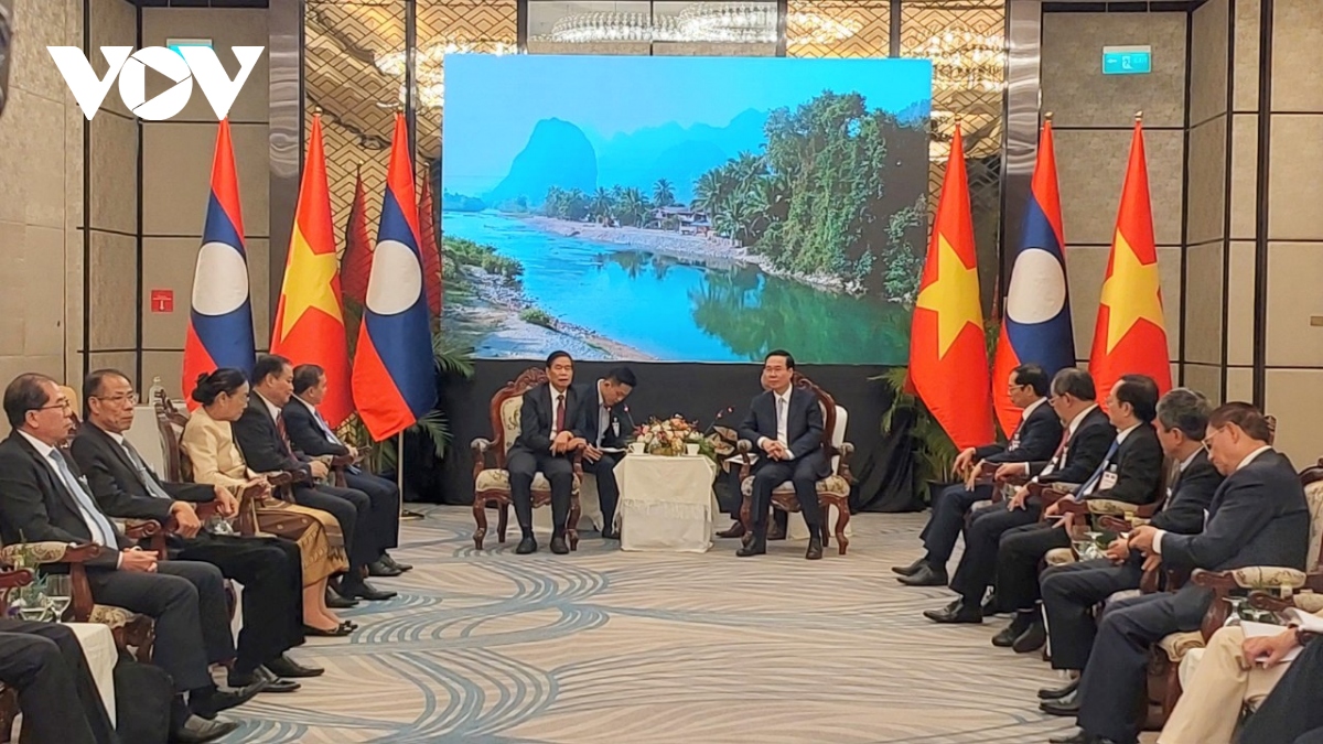 Chủ tịch nước Võ Văn Thưởng tiếp Chủ tịch Trung ương Mặt trận Lào xây dựng đất nước